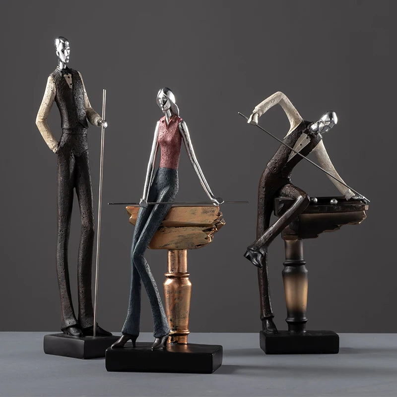 Modern Snooker Billiards Sports Figures Ornaments Nordic Style Resin Statue Home Decoration Accessories Bar and Office