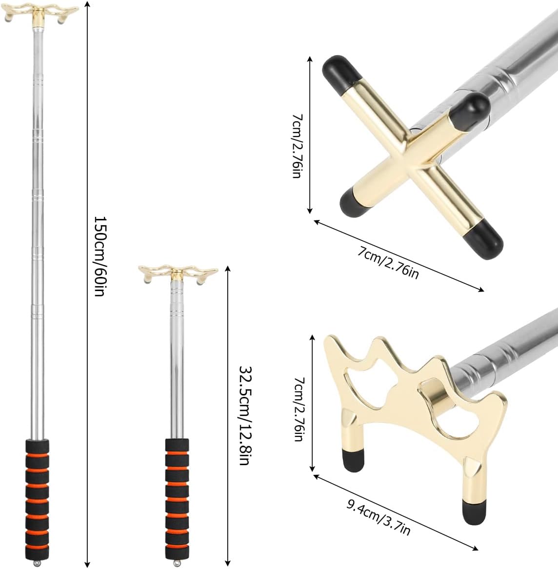 JETHMA Billards Cue Stick Bridge - Retractable Pool Rest Stick -Extension Snooker Cues Bridge with Brass Bridge Head