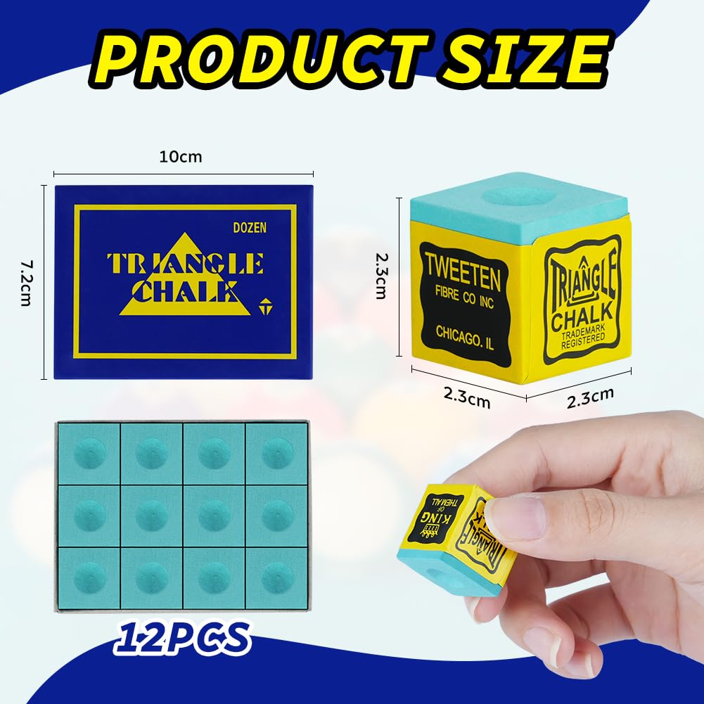 Snooker Chalk 6/12 Pcs No-Slip Cue Chalk Set