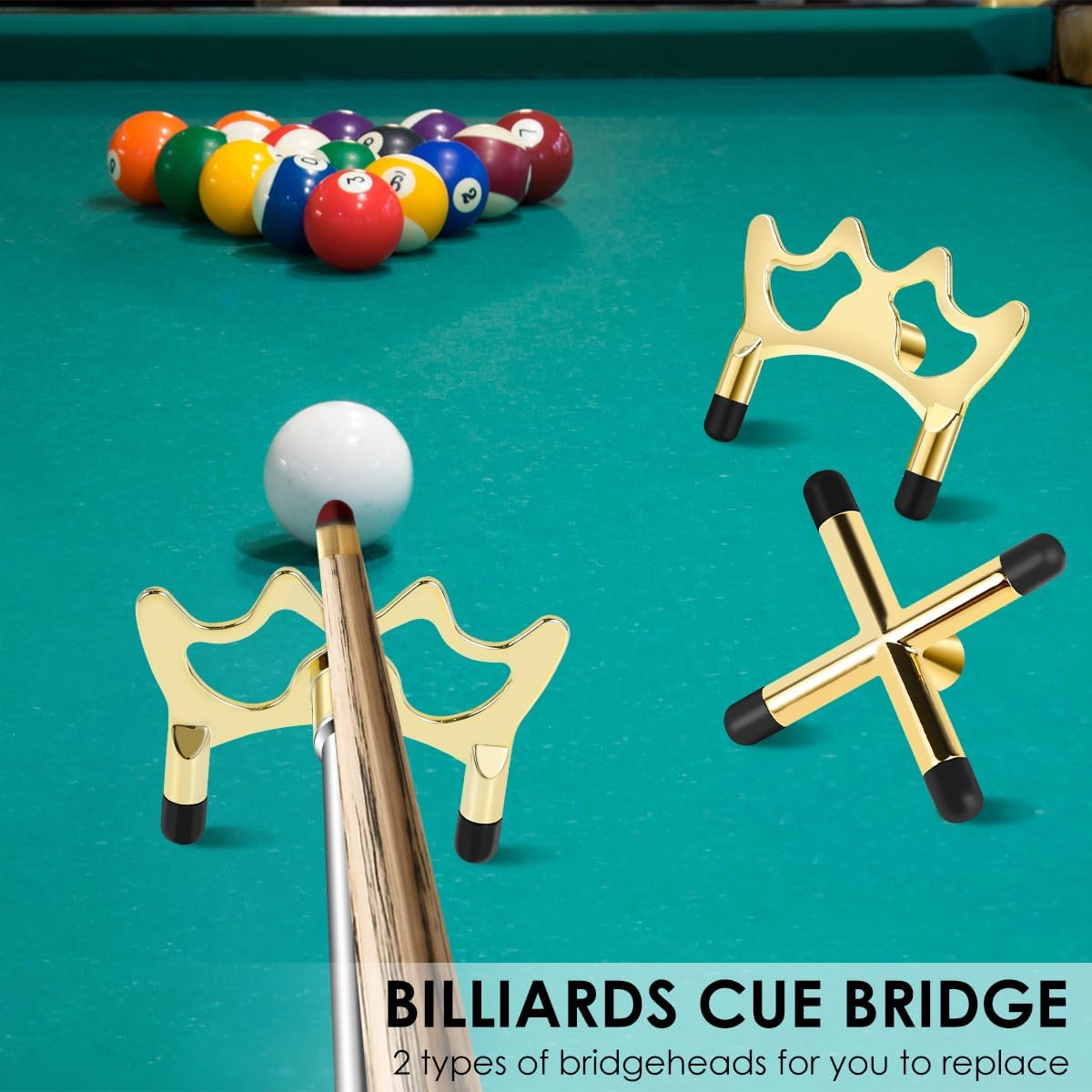 JETHMA Billards Cue Stick Bridge - Retractable Pool Rest Stick -Extension Snooker Cues Bridge with Brass Bridge Head