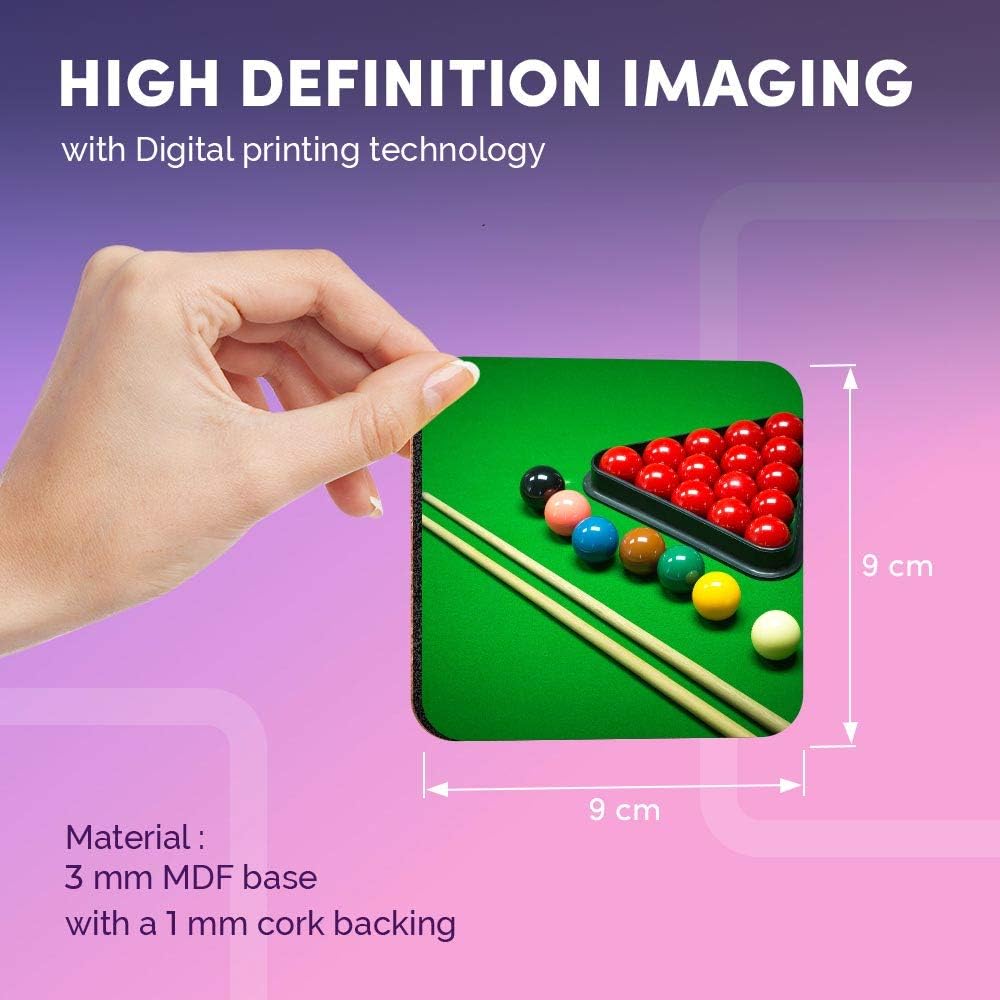Snooker Game Balls Pool Billiards Drink Glossy Coasters