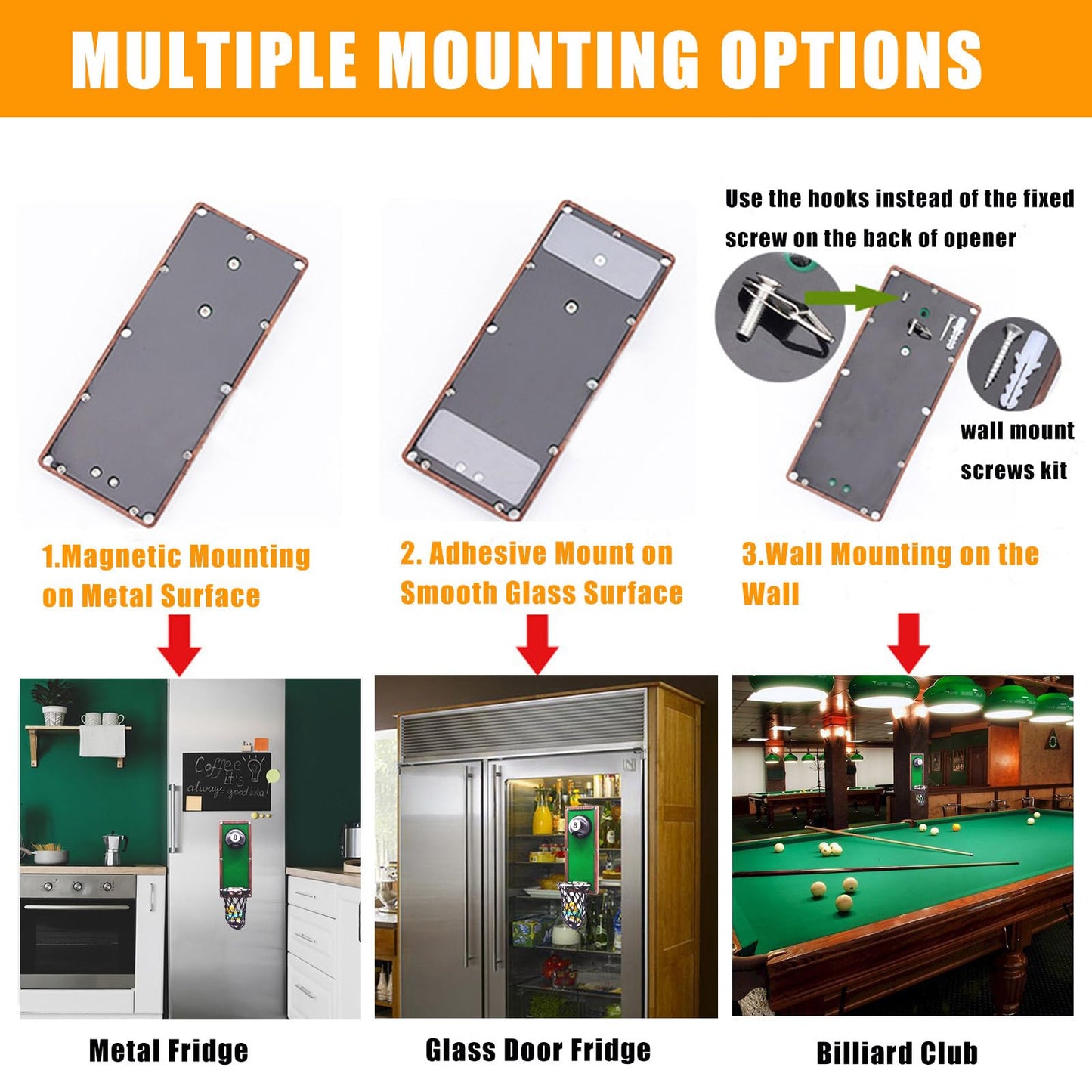 Pool Magnetic Bottle Opener with Cap Catcher
