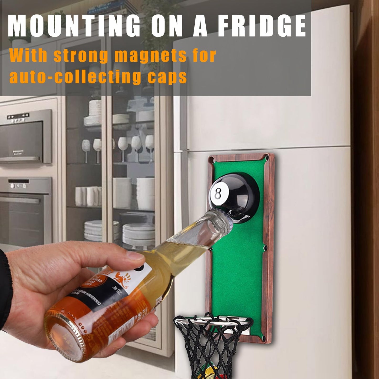 Pool Magnetic Bottle Opener with Cap Catcher