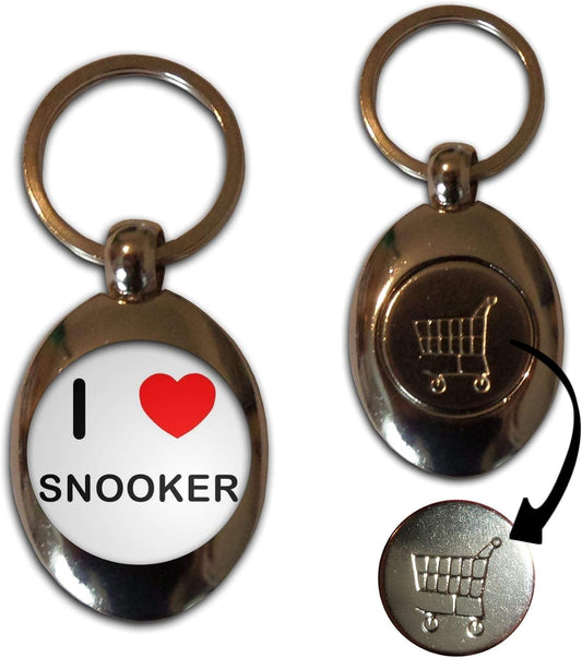 I Love Heart Snooker - €1 Metal Shopping Coin Token Key Ring