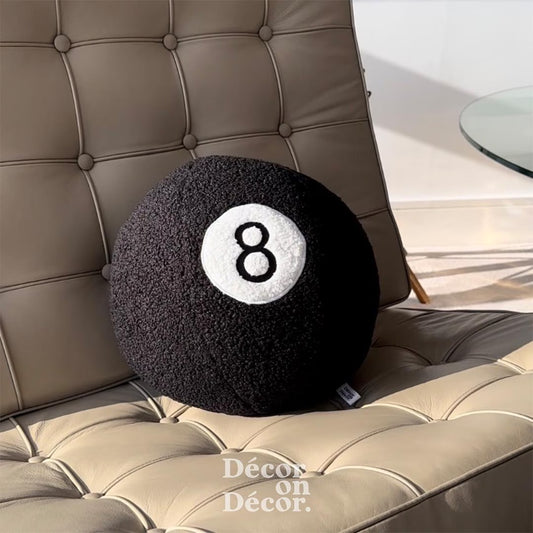 The Original 8 Ball Cushion Sphere Magic Decorative Basket Ball Bedroom Handmade Pillow Black Number Eight Tufted round Snooker Edgy Gift